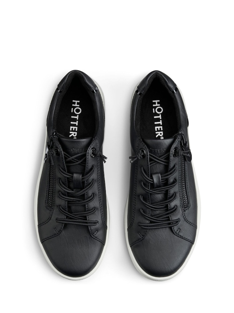 Hotter Black Wide Fit Leo Lace-Up/Side Zip Trainers - Image 4 of 4