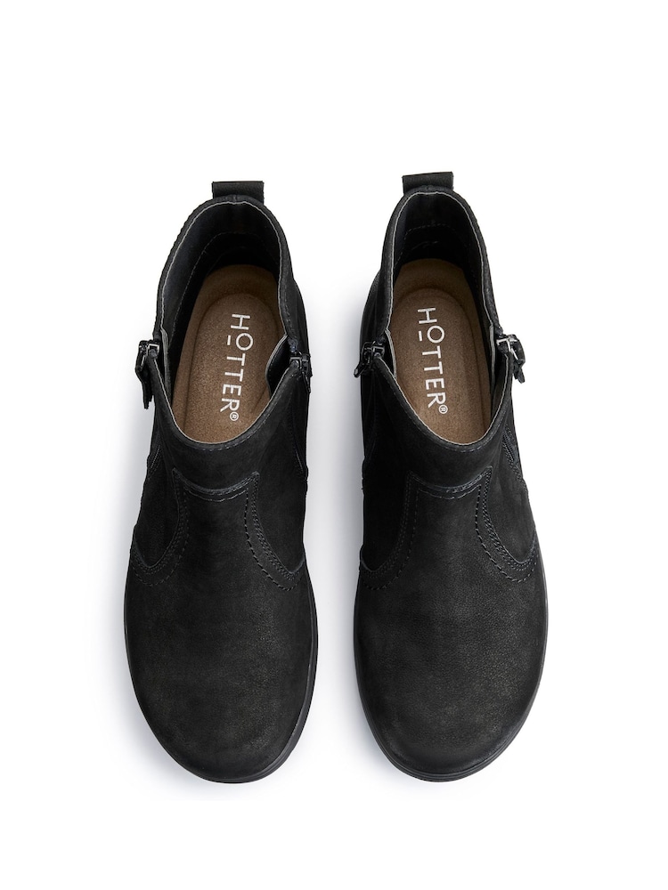 Hotter Black Derby Zip Wide Fit Boots - Image 4 of 4