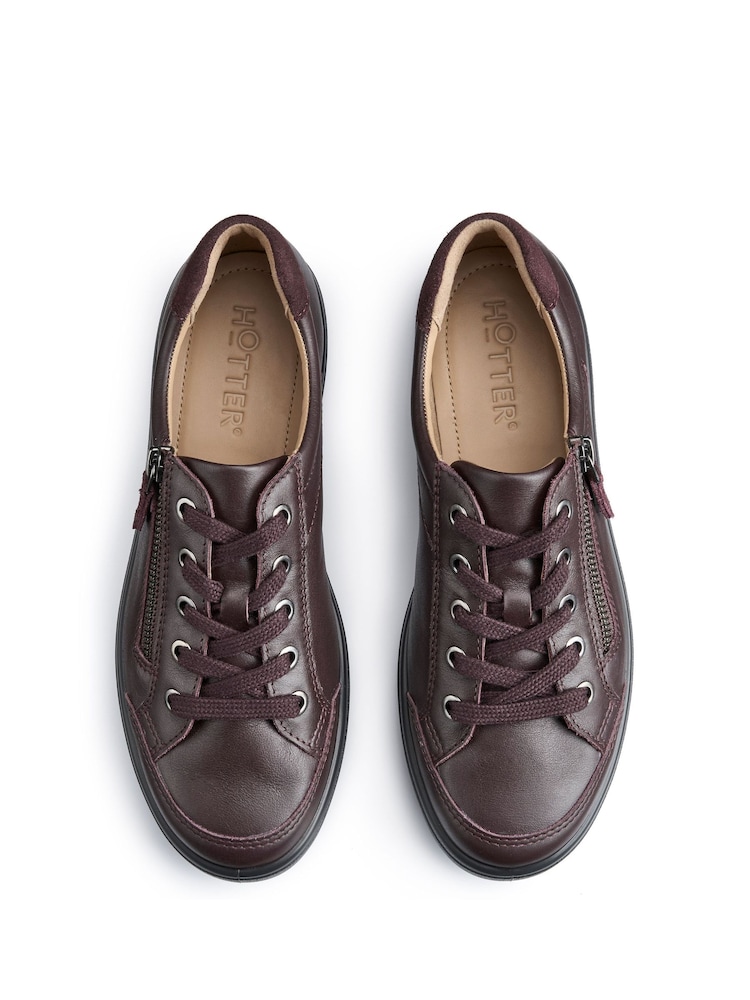 Hotter Burgundy Red Standard Fit Chase II Lace up / Zip Trainers - Image 4 of 4