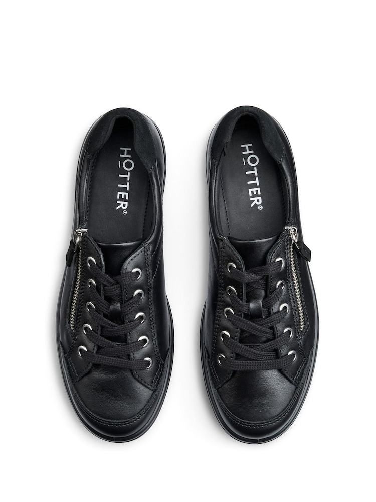 Hotter All Black Extra Wide Fit Chase II Lace up / Zip Trainers - Image 4 of 4