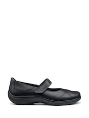 Hotter Black Wide Fit Hope Touch-Fastening Leather Shoes - Image 1 of 4