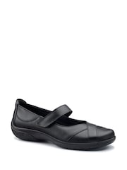 Hotter Black Wide Fit Hope Touch-Fastening Leather Shoes - Image 2 of 4