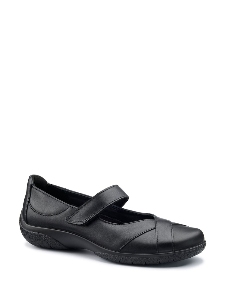 Hotter Black Wide Fit Hope Touch-Fastening Leather Shoes - Image 2 of 4