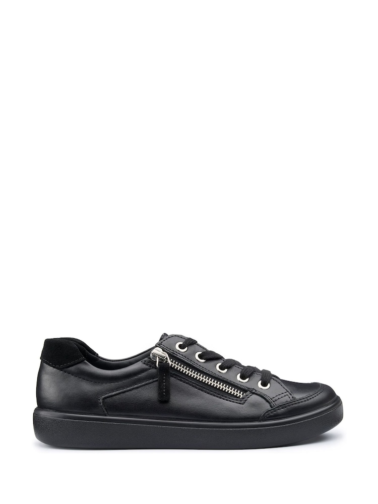 Hotter All Black Wide Fit Chase II Lace up / Zip Trainers - Image 1 of 4
