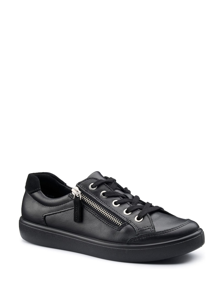Hotter All Black Wide Fit Chase II Lace up / Zip Trainers - Image 2 of 4