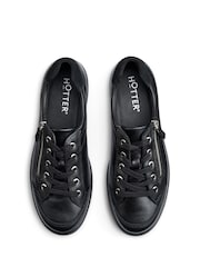 Hotter All Black Wide Fit Chase II Lace up / Zip Trainers - Image 3 of 4