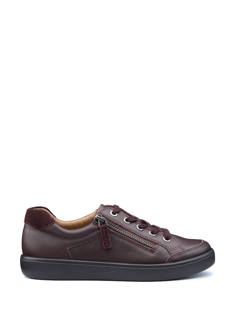 Hotter Burgundy Red Wide Fit Chase II Lace up / Zip Trainers - Image 1 of 4