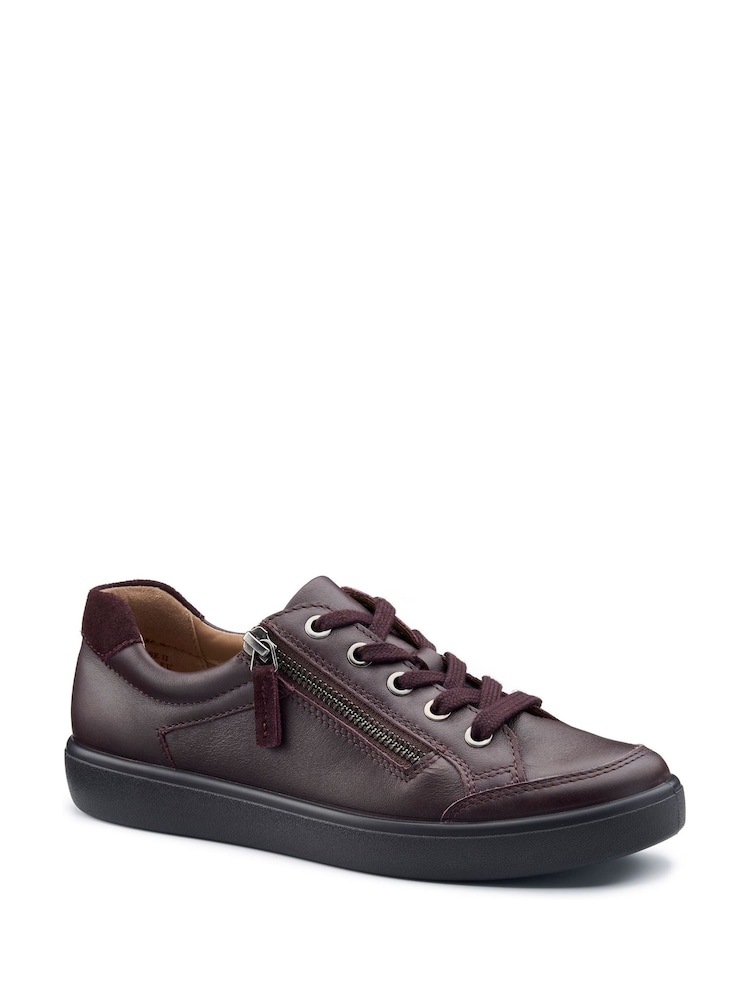 Hotter Burgundy Red Wide Fit Chase II Lace up / Zip Trainers - Image 2 of 4