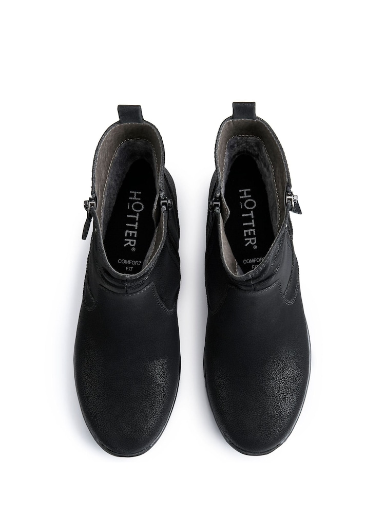 Hotter Black Wide Fit Epsom Zip Boots - Image 4 of 4
