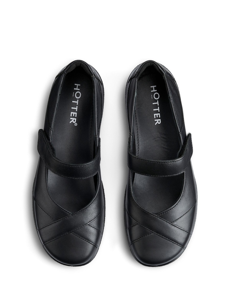 Hotter Black Extra Wide Fit Hope Touch-Fastening Leather Shoes - Image 4 of 4