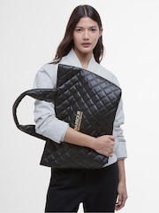 Barbour® International Battersea Quilted Black Tote Bag - Image 12 of 12