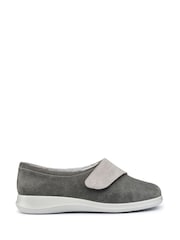 Hotter Grey Regular Fit Wrap Touch Fastening Slippers - Image 1 of 4