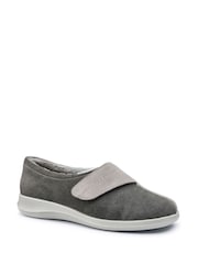 Hotter Grey Regular Fit Wrap Touch Fastening Slippers - Image 2 of 4