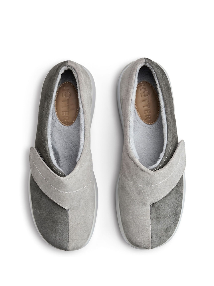 Hotter Grey Regular Fit Wrap Touch Fastening Slippers - Image 4 of 4