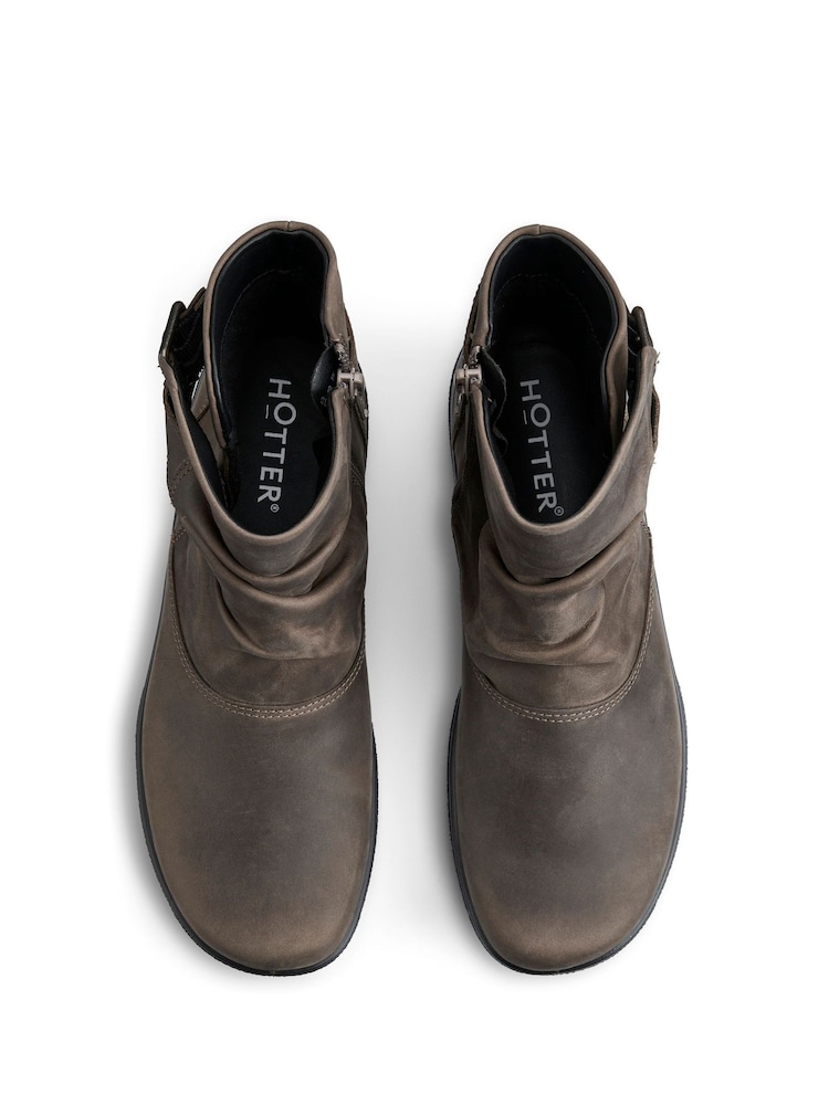 Hotter Brown Regular Fit Rumour Zip Buckle Boots - Image 4 of 4