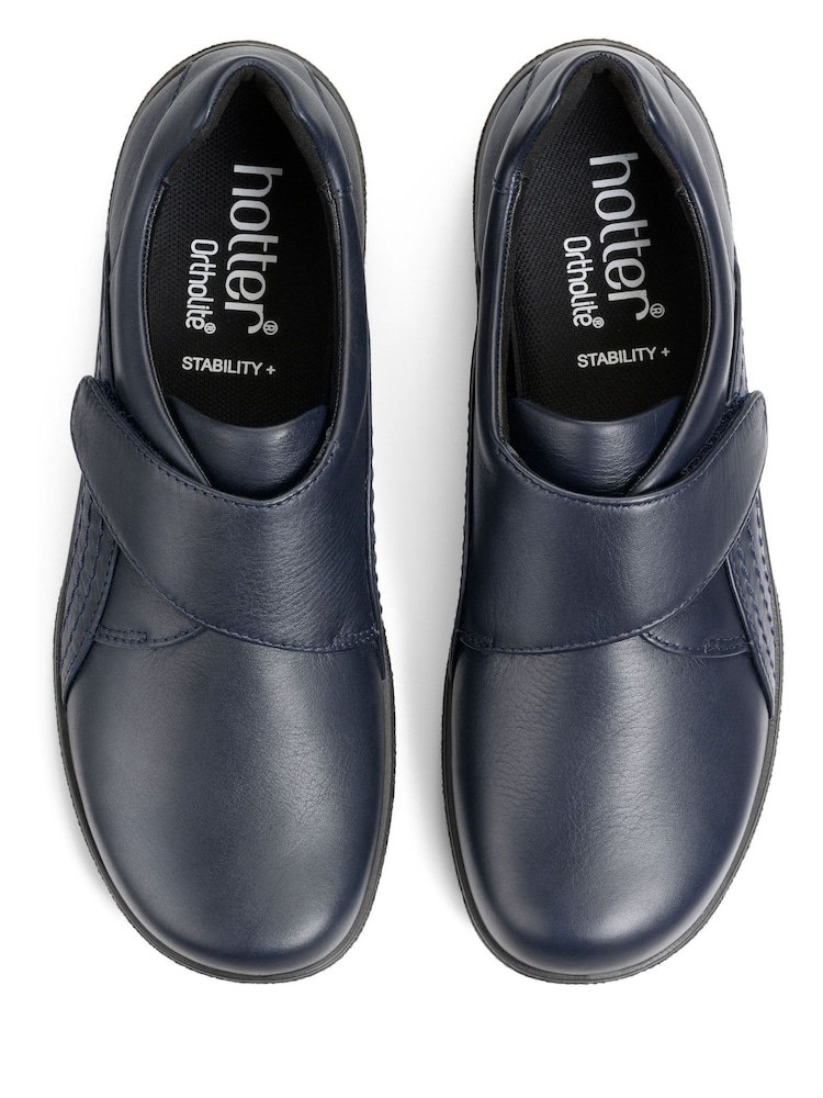 Hotter Blue Wide Fit Sugar II Touch Fastening Full Covered Shoes - Image 2 of 4