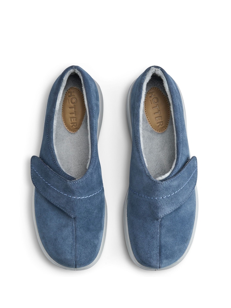 Hotter Blue Regular Fit Wrap Touch Fastening Slippers - Image 4 of 4