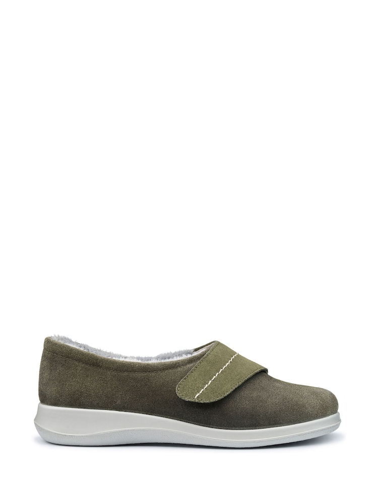 Hotter Green Regular Fit Wrap Touch Fastening Slippers - Image 1 of 4