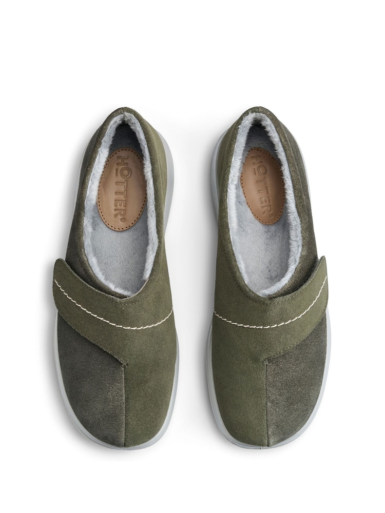 Hotter Green Regular Fit Wrap Touch Fastening Slippers - Image 3 of 4