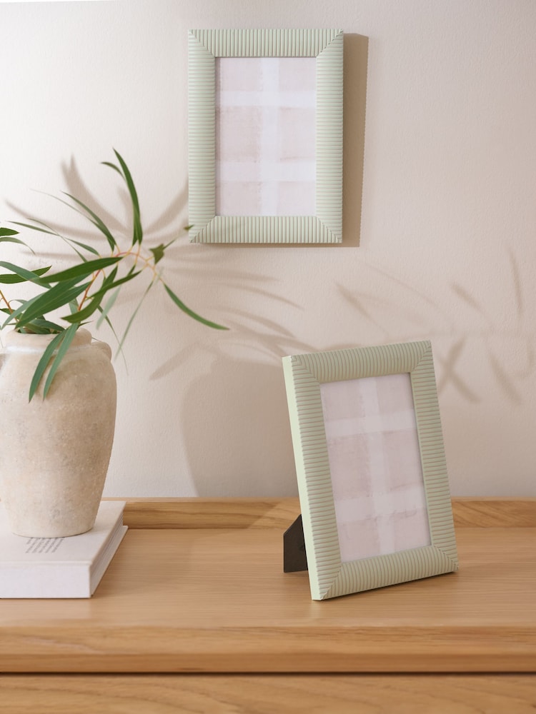 Set of 2 Green Linear Pattern Photo Frames - Image 1 of 5