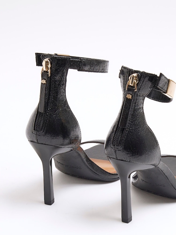 River Island Black Wide Fit Leopard Heeled Sandals - Image 4 of 4 River Island Black Wide Fit Leopard Heeled Sandals - Image 4 of 4