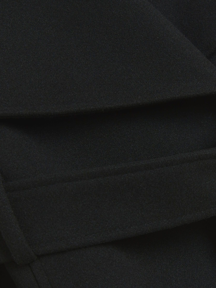 River Island Black Faux Wool Belted Wrap Coat - Image 4 of 4