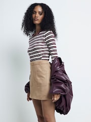 River Island Beige Suedette Mini Skirt - Image 1 of 4