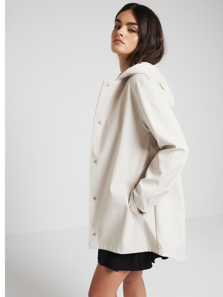 River Island Natural Hooded Rain Jacket - Image 2 of 4 River Island Natural Hooded Rain Jacket - Image 2 of 4