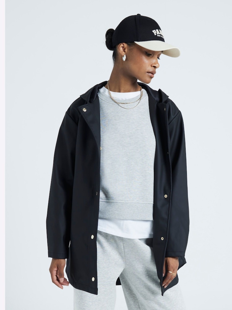 River Island Black Hooded Rain Jacket - Image 1 of 6