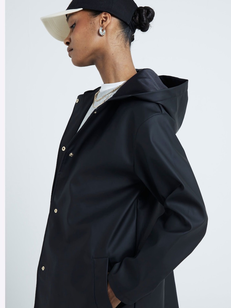 River Island Black Hooded Rain Jacket - Image 3 of 6
