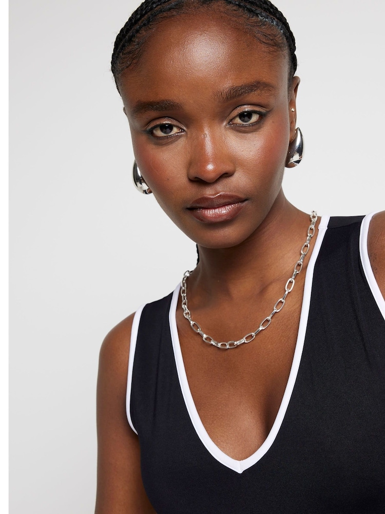 River Island Black Black V-Neck Tipped Bodies - Image 2 of 4