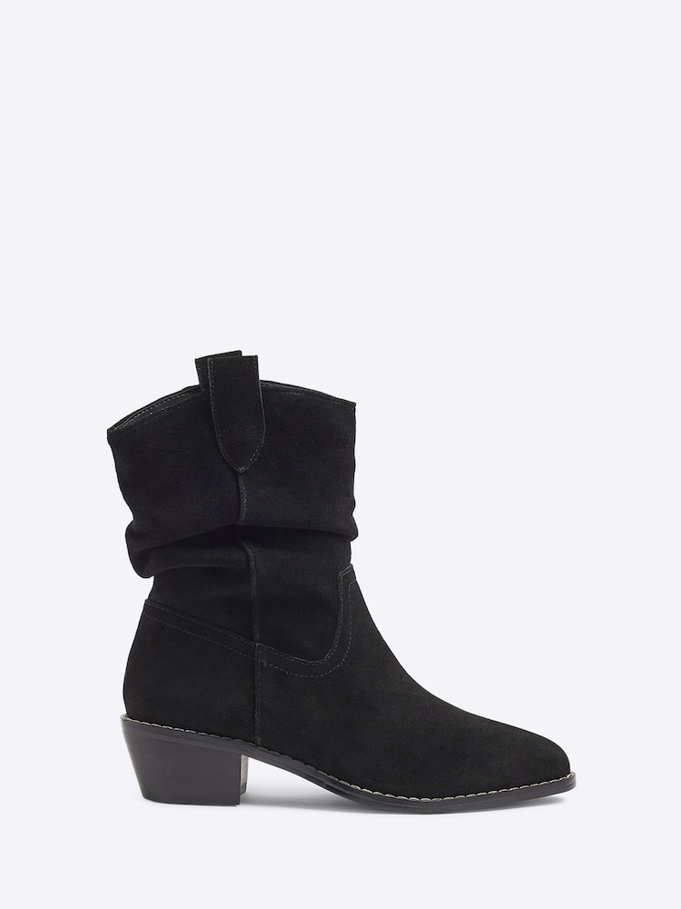 River Island Black Slouch Western Boots - Image 1 of 5