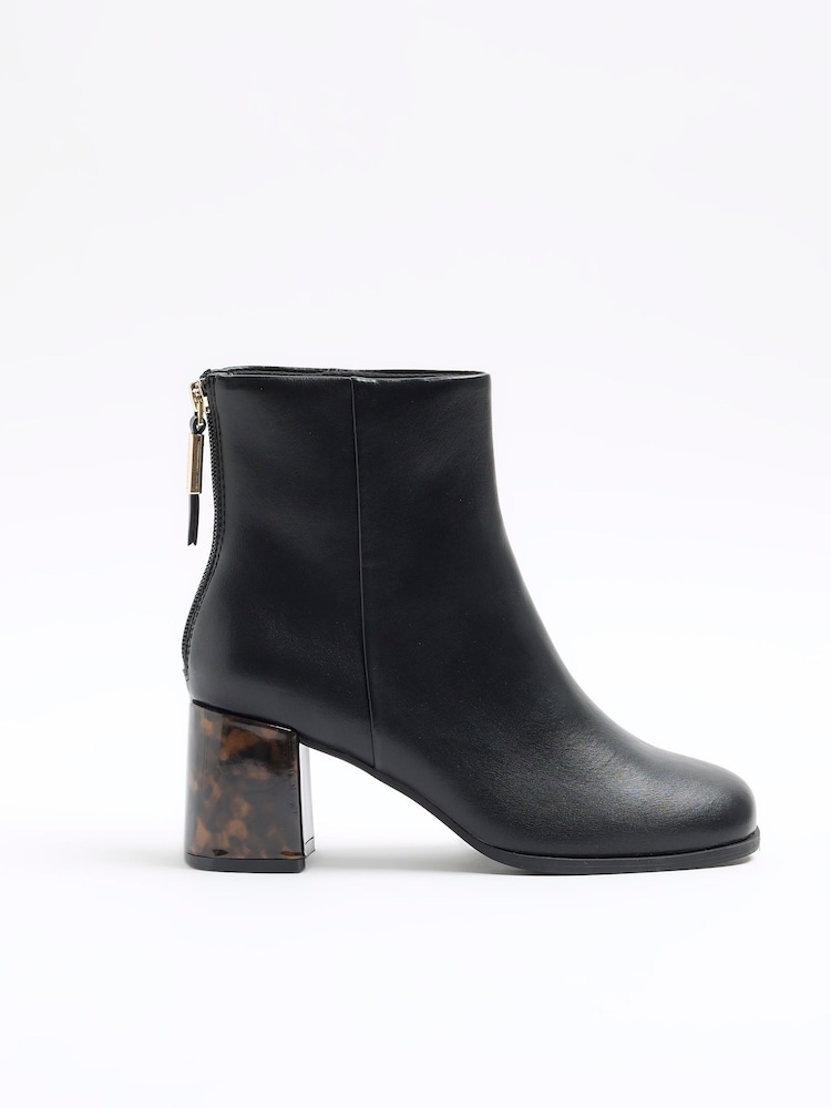 River Island Black Feature Block Heel Ankle Boots - Image 1 of 4