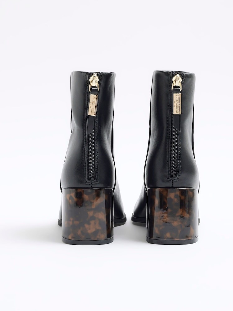 River Island Black Feature Block Heel Ankle Boots - Image 2 of 4