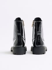 River Island Black Patent Lace Up Boots - Image 3 of 4