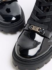 River Island Black Patent Lace Up Boots - Image 4 of 4