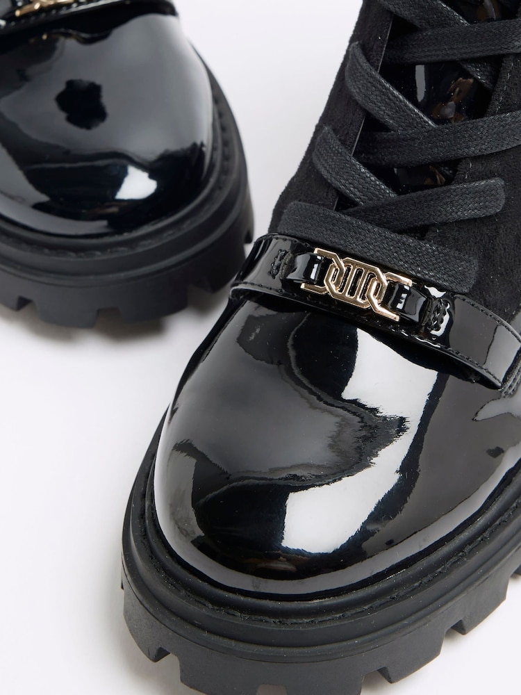 River Island Black Patent Lace Up Boots - Image 4 of 4