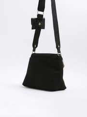 River Island Black Suedette Zip Front Messenger Crossbody Bag - Image 4 of 5