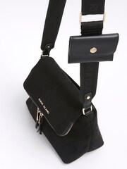 River Island Black Suedette Zip Front Messenger Crossbody Bag - Image 5 of 5