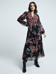 River Island Смок Цветы принт 100% хлопок средних размеров платья - Image 1 of 4