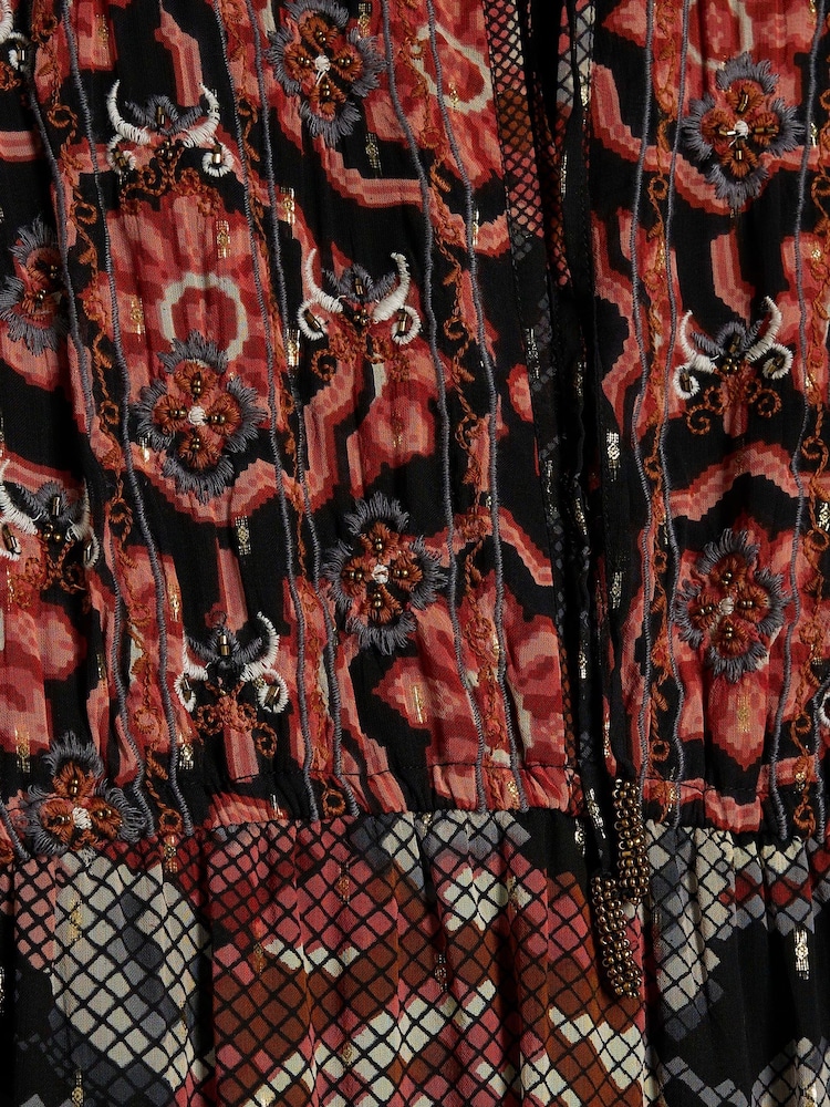 River Island Смок Цветы принт 100% хлопок средних размеров платья - Image 4 of 4