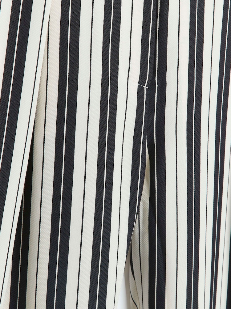 River Island Black Stripe Wide Leg Pleated Tailored Trousers - Image 4 of 4 River Island Black Stripe Wide Leg Pleated Tailored Trousers - Image 4 of 4