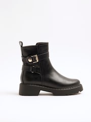 River Island Black Chunky Ankle Boots With Buckle - Image 2 of 6