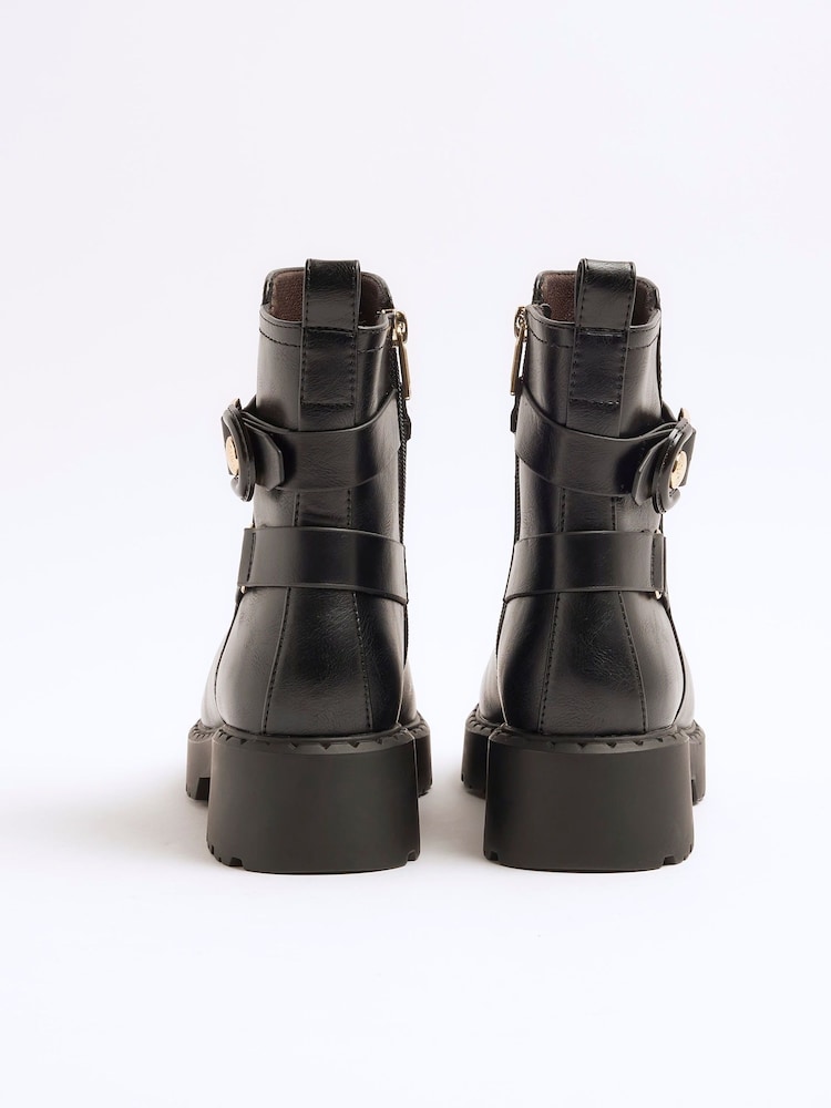 River Island Black Chunky Ankle Boots With Buckle - Image 3 of 6