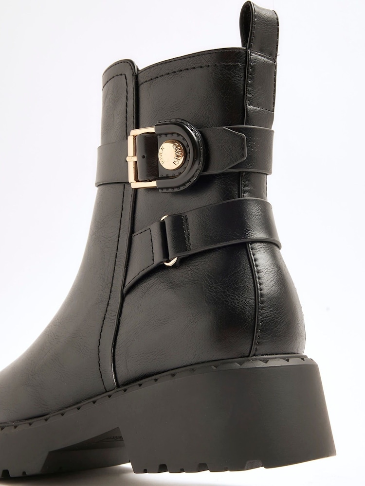 River Island Black Chunky Ankle Boots With Buckle - Image 5 of 6