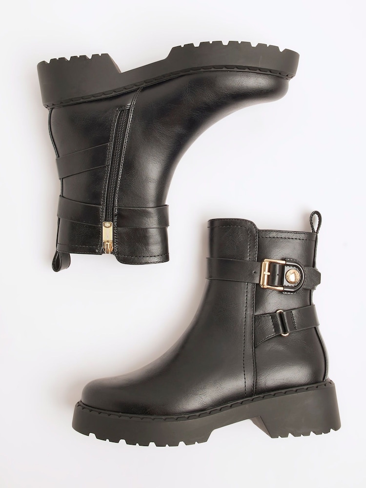 River Island Black Chunky Ankle Boots With Buckle - Image 6 of 6