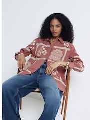 River Island Pink Patchwork Cut Out Lace 100% Cotton Shirt - Image 2 of 4