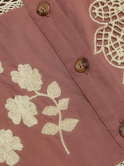 River Island Pink Patchwork Cut Out Lace 100% Cotton Shirt - Image 4 of 4