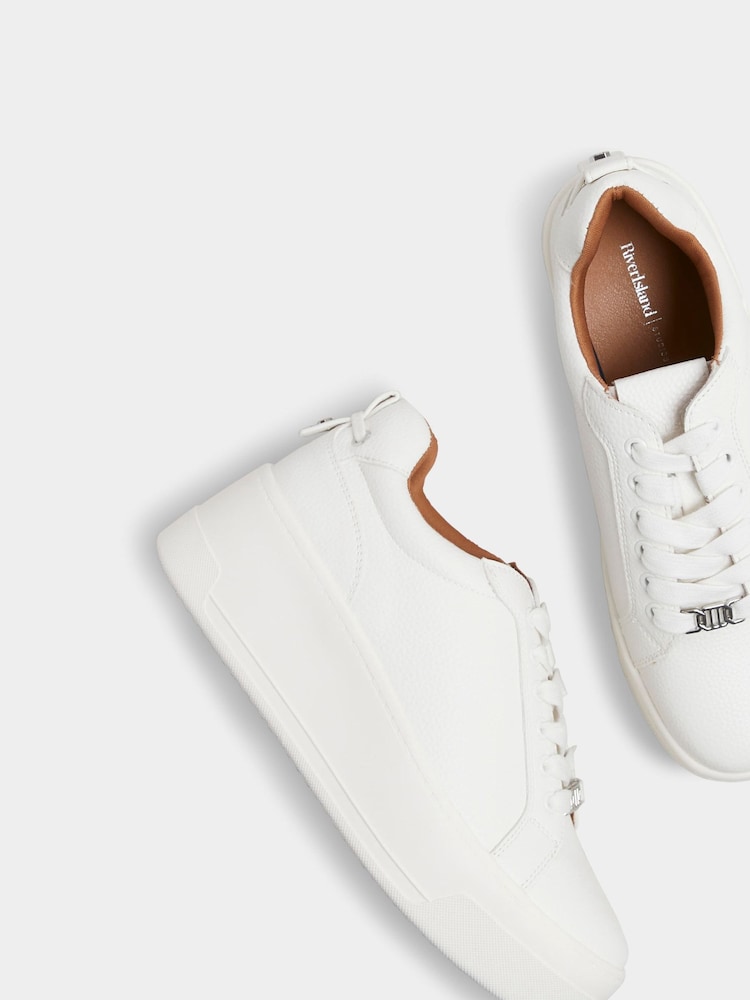 River Island White Platform Lace Up Trainers - Image 3 of 4