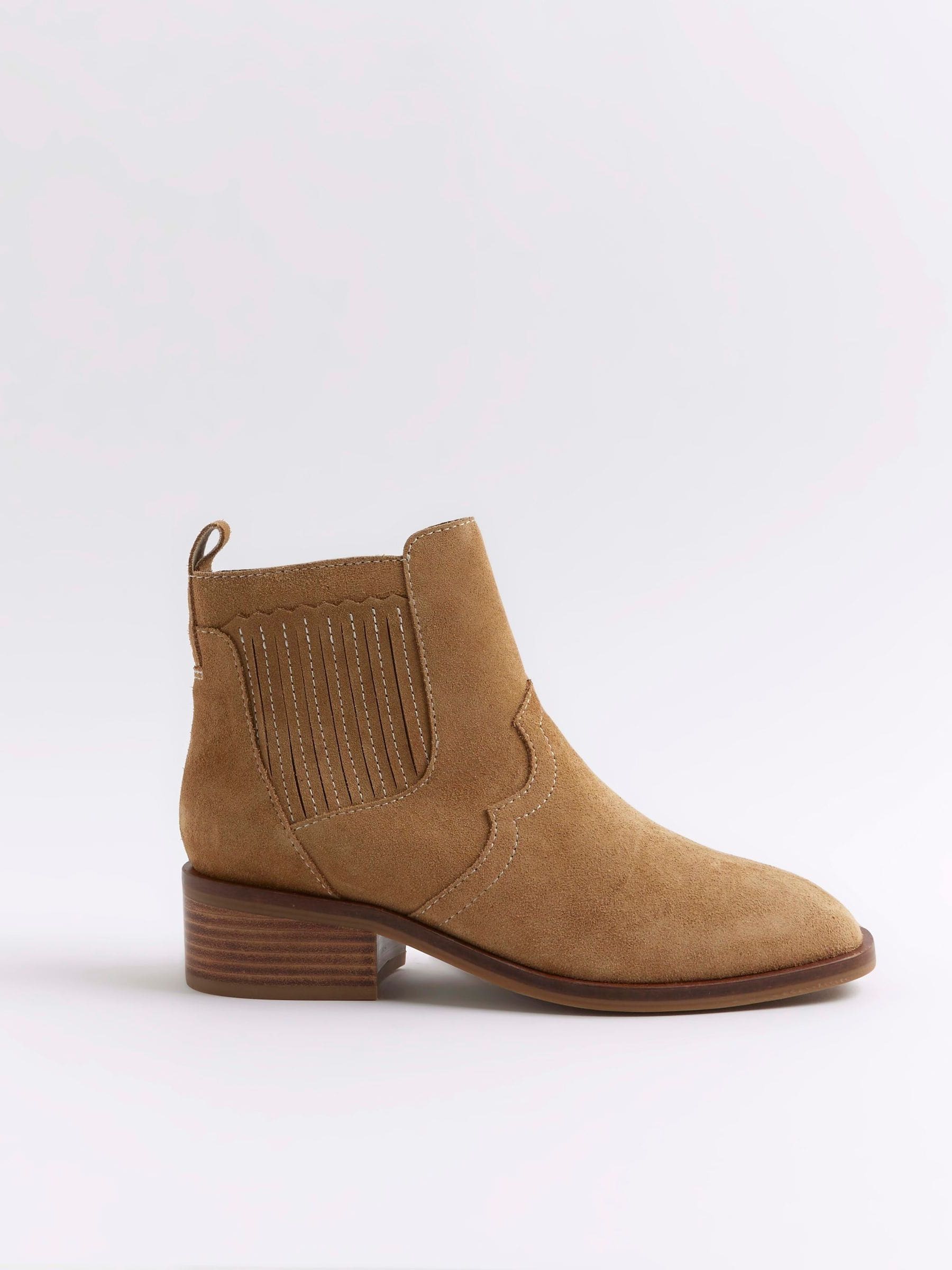 River island brown suede boots store